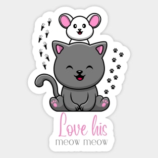 Cute Rat and Cat Couple Sticker Sticker